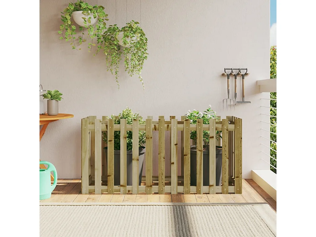 Lit surélevé de jardin design de clôture bois de pin imprégné