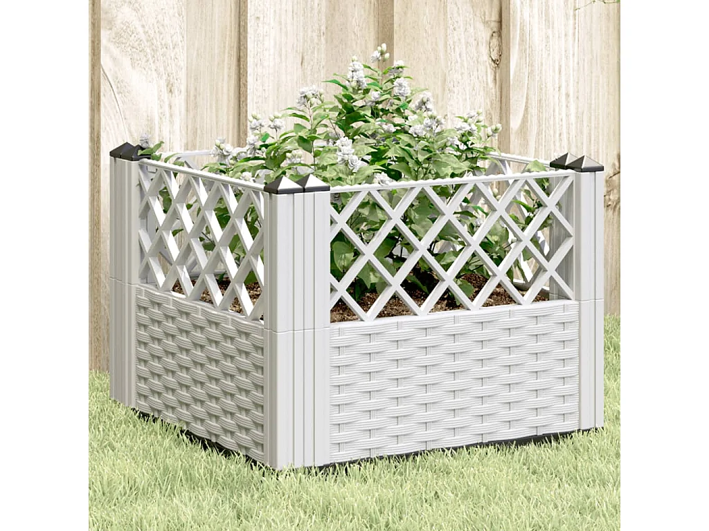 Jardinière avec piquets blanc 43,5x43,5x43,5 PP