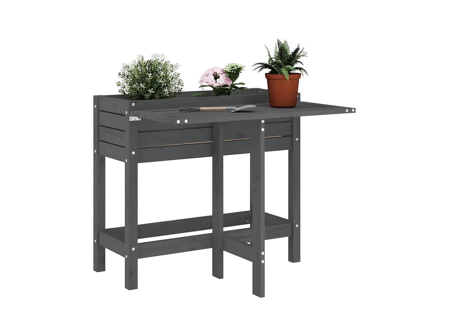 Jardinière de jardin avec dessus pliable gris bois pin massif