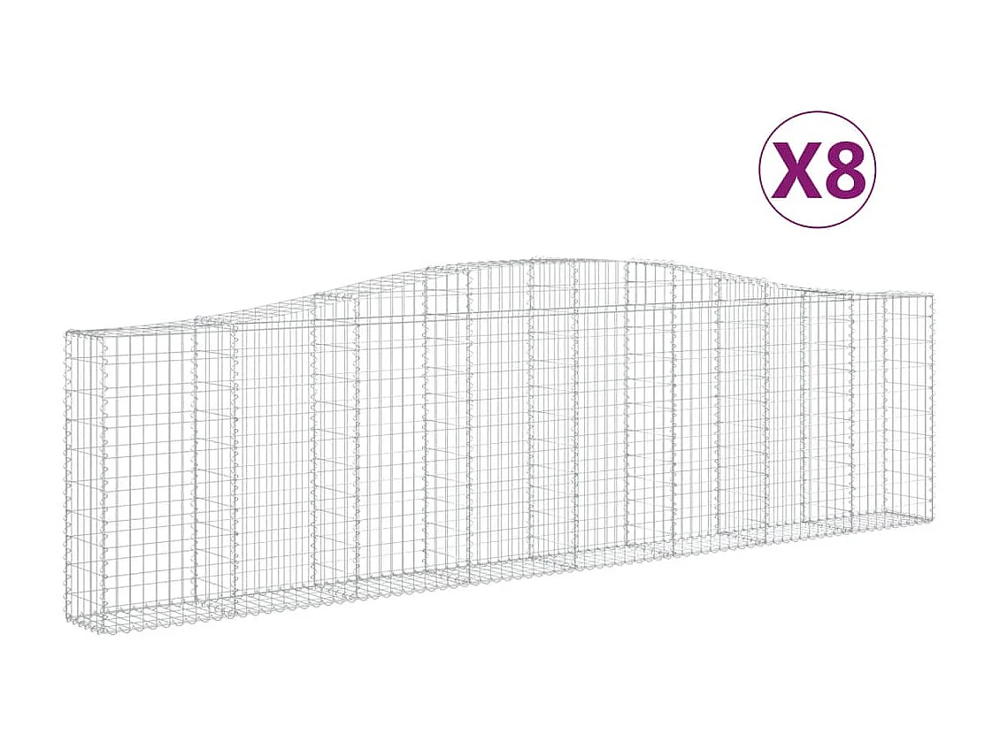 Paniers à gabions arqués 8 pcs 400x30x100-120 Fer galvanisé