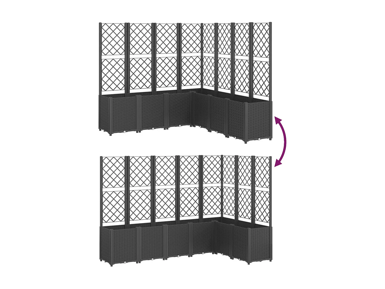 Jardinière avec treillis noir 160x160x140 PP