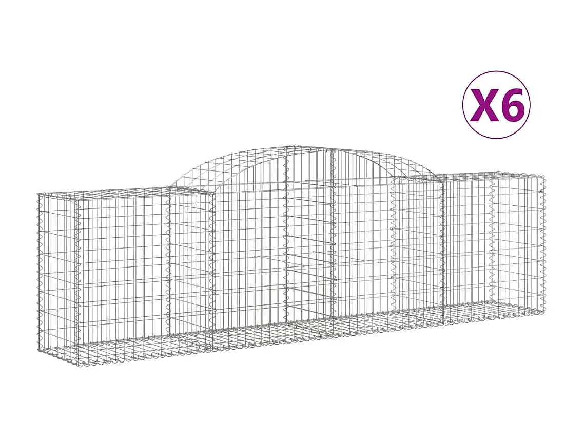 Paniers à gabions arqués 6 pcs 300x50x80-100 fer galvanisé