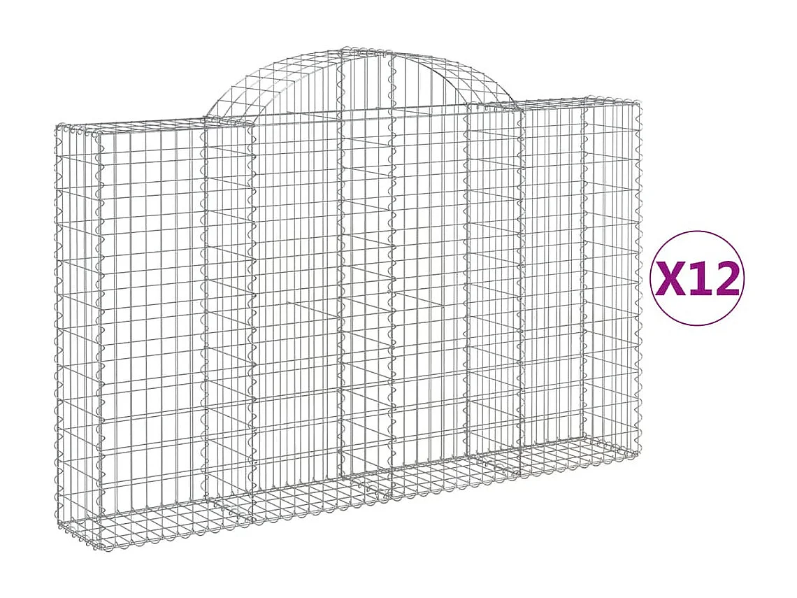 Paniers à gabions arqués 12 pcs 200x30x120-140 Fer galvanisé
