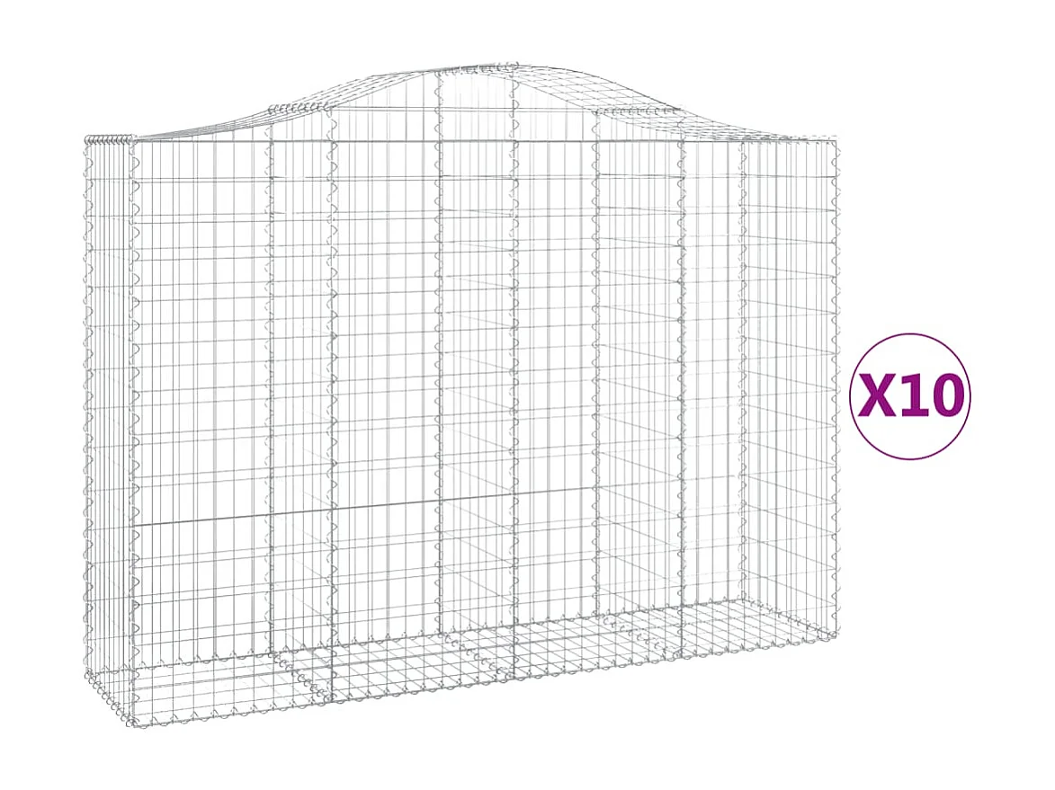 Paniers à gabions arqués 10 pcs 200x50x140-160 Fer galvanisé