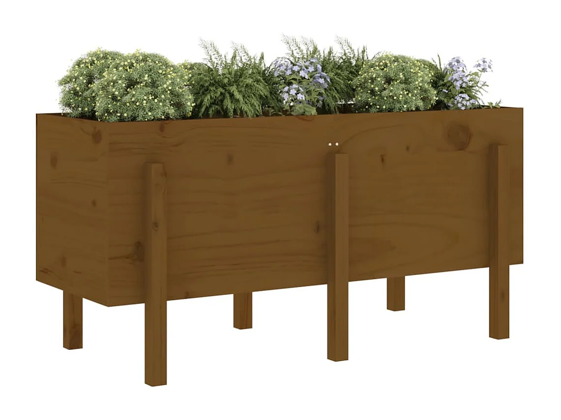 Lit surélevé de jardin brun miel 121x50x57 bois de pin massif