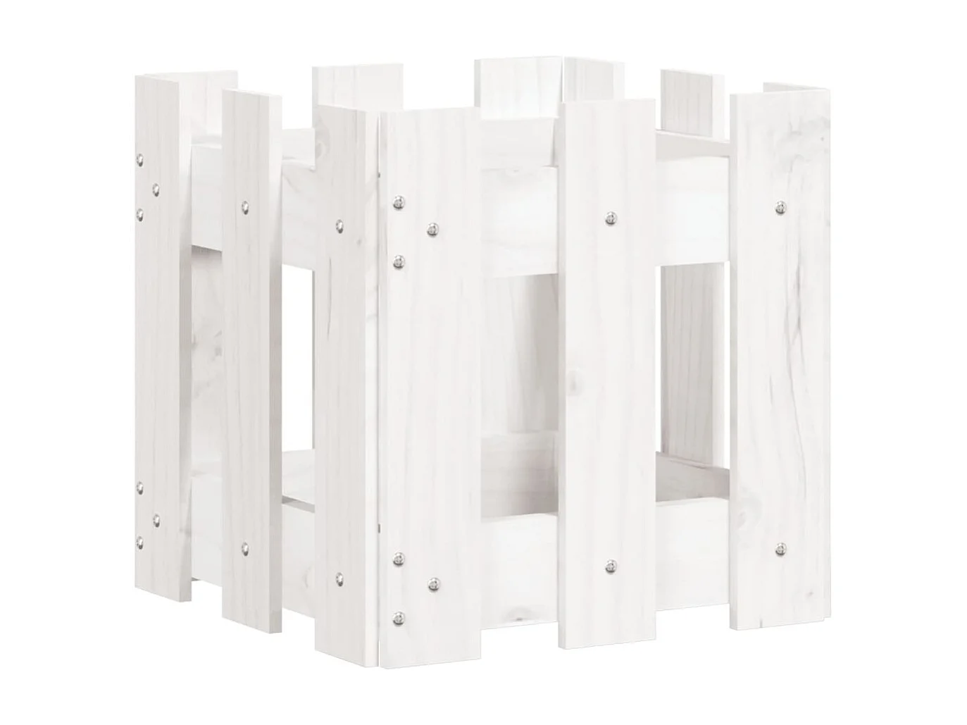 Jardinière avec design de clôture blanc 30x30x30 pin massif