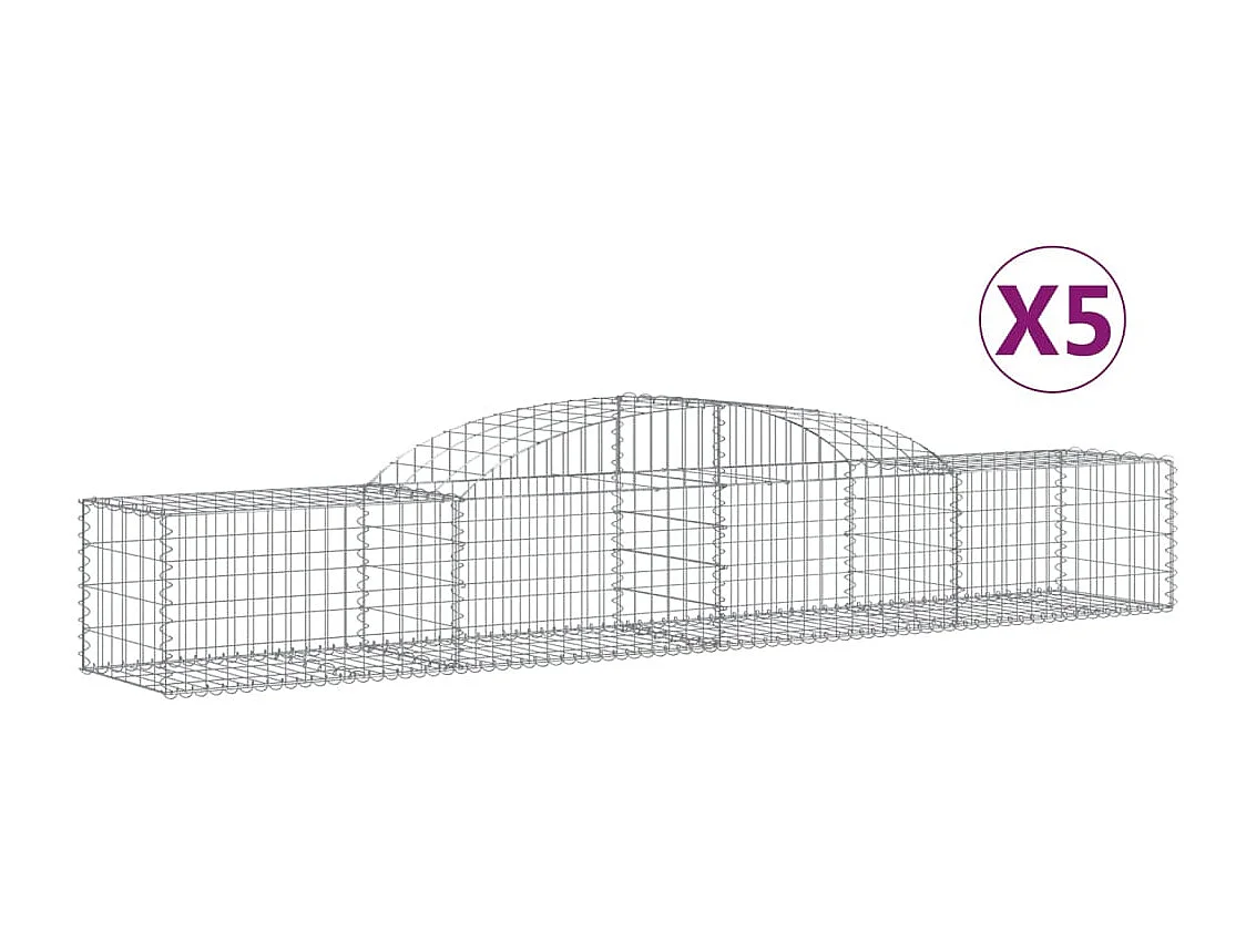 Paniers à gabions arqués 5 pcs 300x50x40-60 fer galvanisé