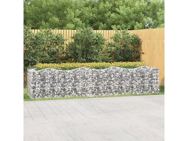Lit surélevé à gabions arqué 400x100x100 Fer galvanisé