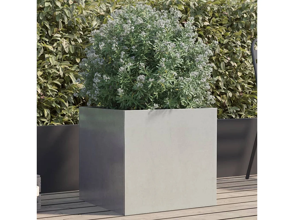 Jardinière argenté 49x47x46 acier inoxydable