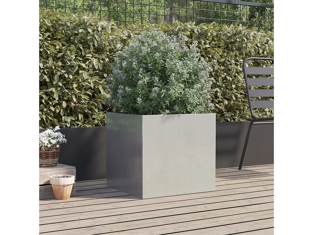 Jardinière argenté 49x47x46 acier inoxydable