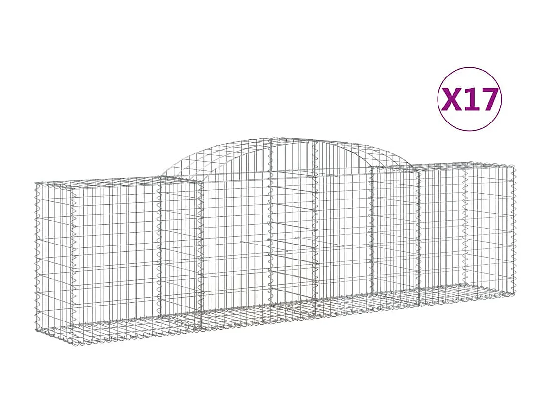 Paniers à gabions arqués 17 pcs 300x50x80-100 fer galvanisé