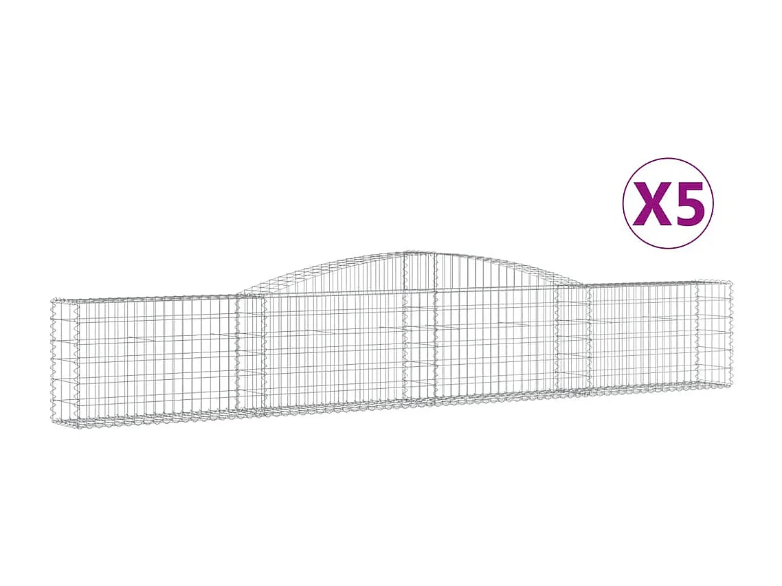 Paniers à gabions arqués 5 pcs 400x30x60-80 Fer galvanisé