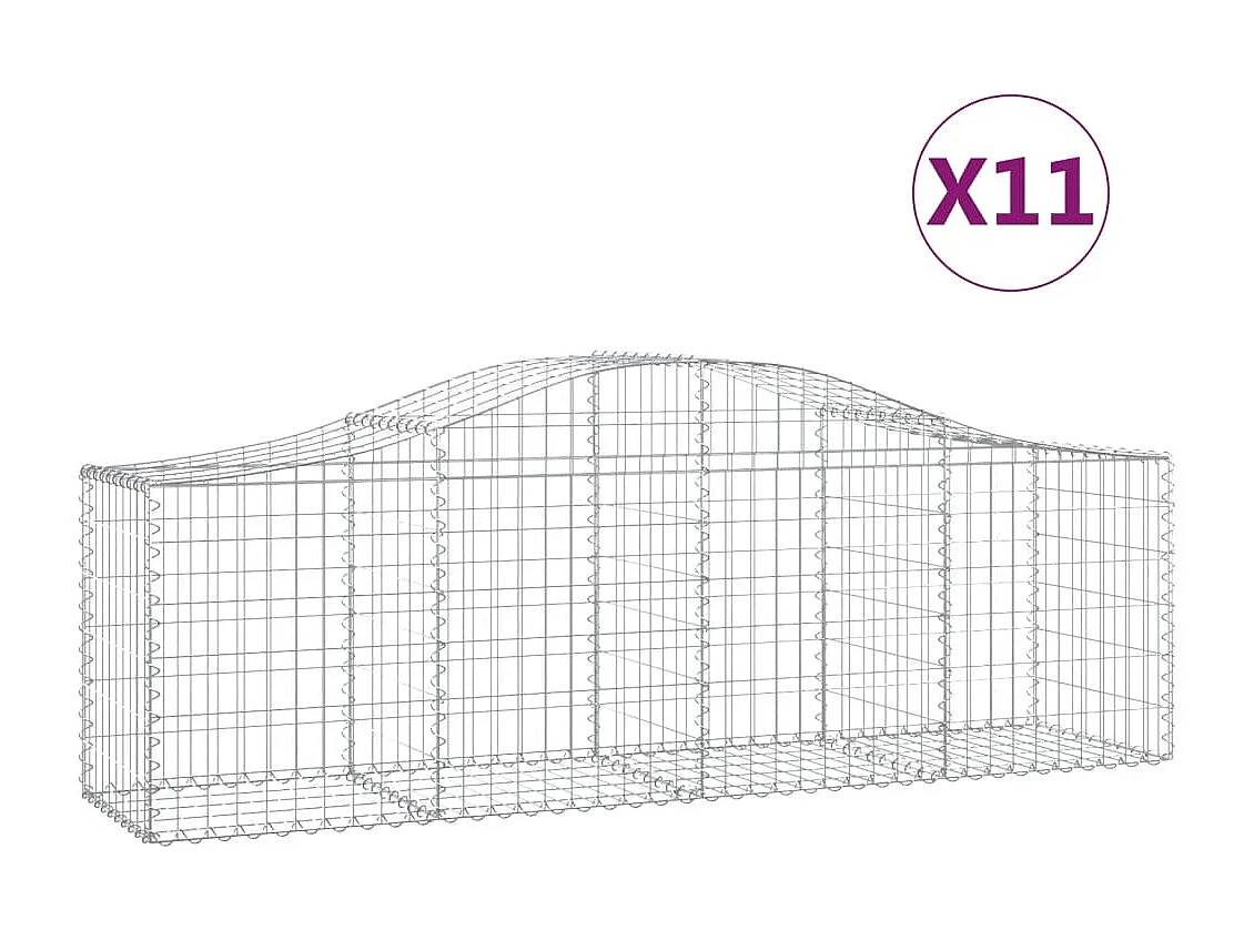Paniers à gabions arqués 11 pcs 200x50x60-80 Fer galvanisé
