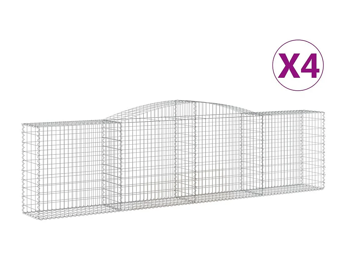 Paniers à gabions arqués 4 pcs 400x50x100-120 Fer galvanisé