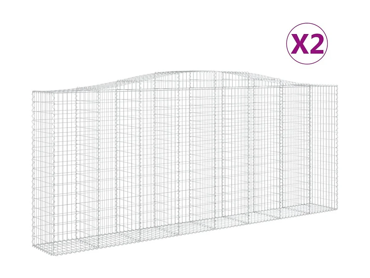 Paniers à gabions arqués 2 pcs 400x50x160-180 fer galvanisé