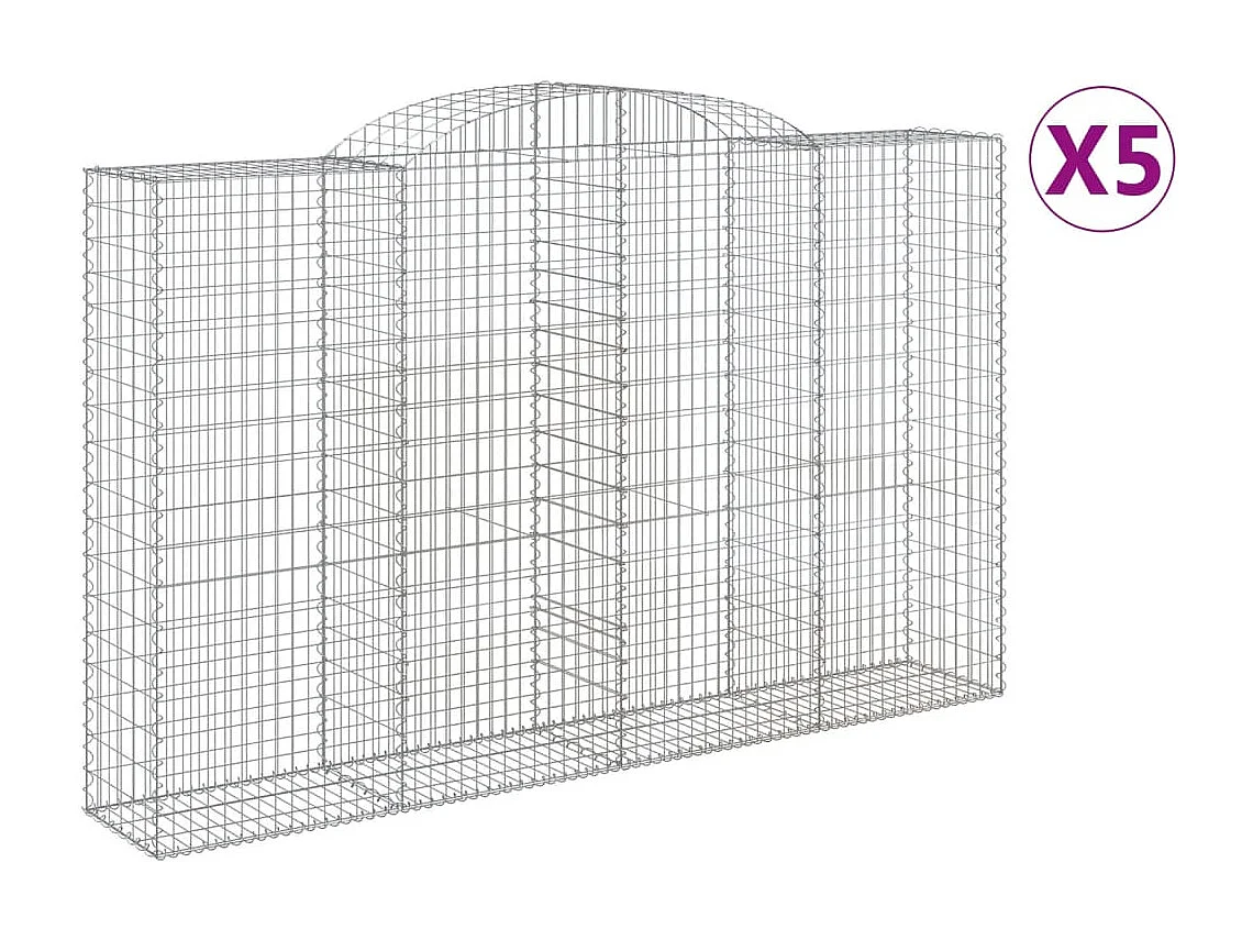 Paniers à gabions arqués 5 pcs 300x50x180-200 fer galvanisé
