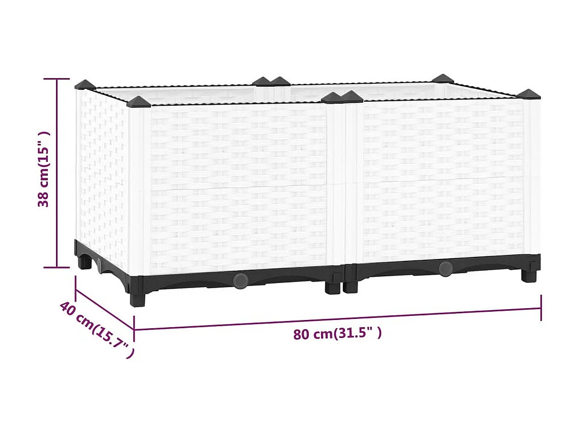 Lit surélevé 80x40x38 Polypropylène