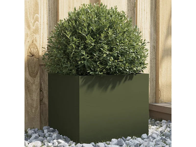 Jardinière vert olive 32x30x29 acier laminé à froid