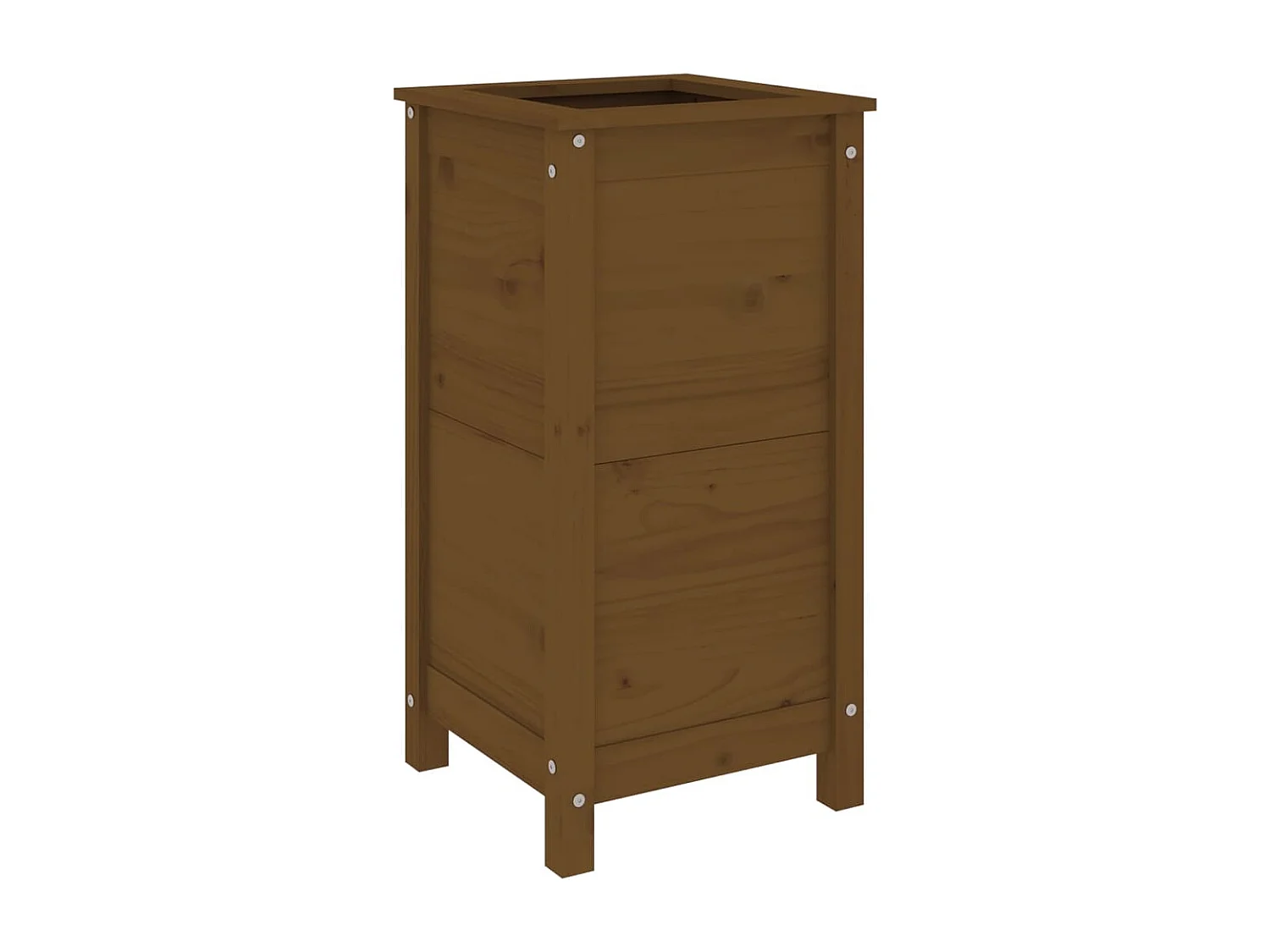 Jardinière marron miel 40x40x78 bois massif de pin