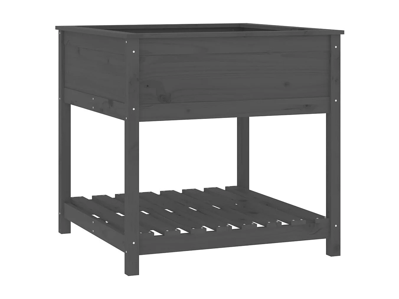 Jardinière avec étagère Gris 82,5x82,5x81 Bois massif de pin