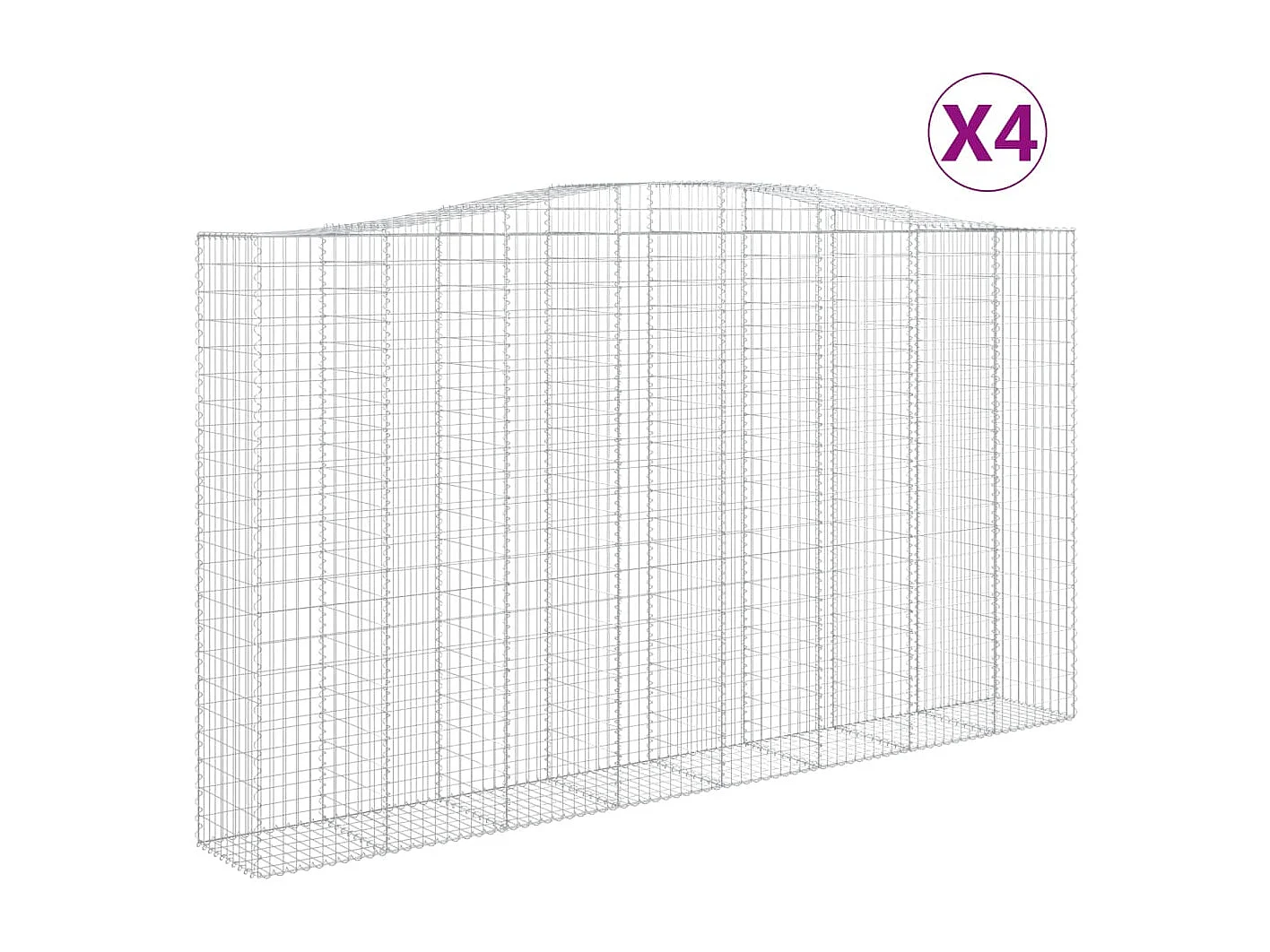 Paniers à gabions arqués 4 pcs 400x50x220-240 Fer galvanisé