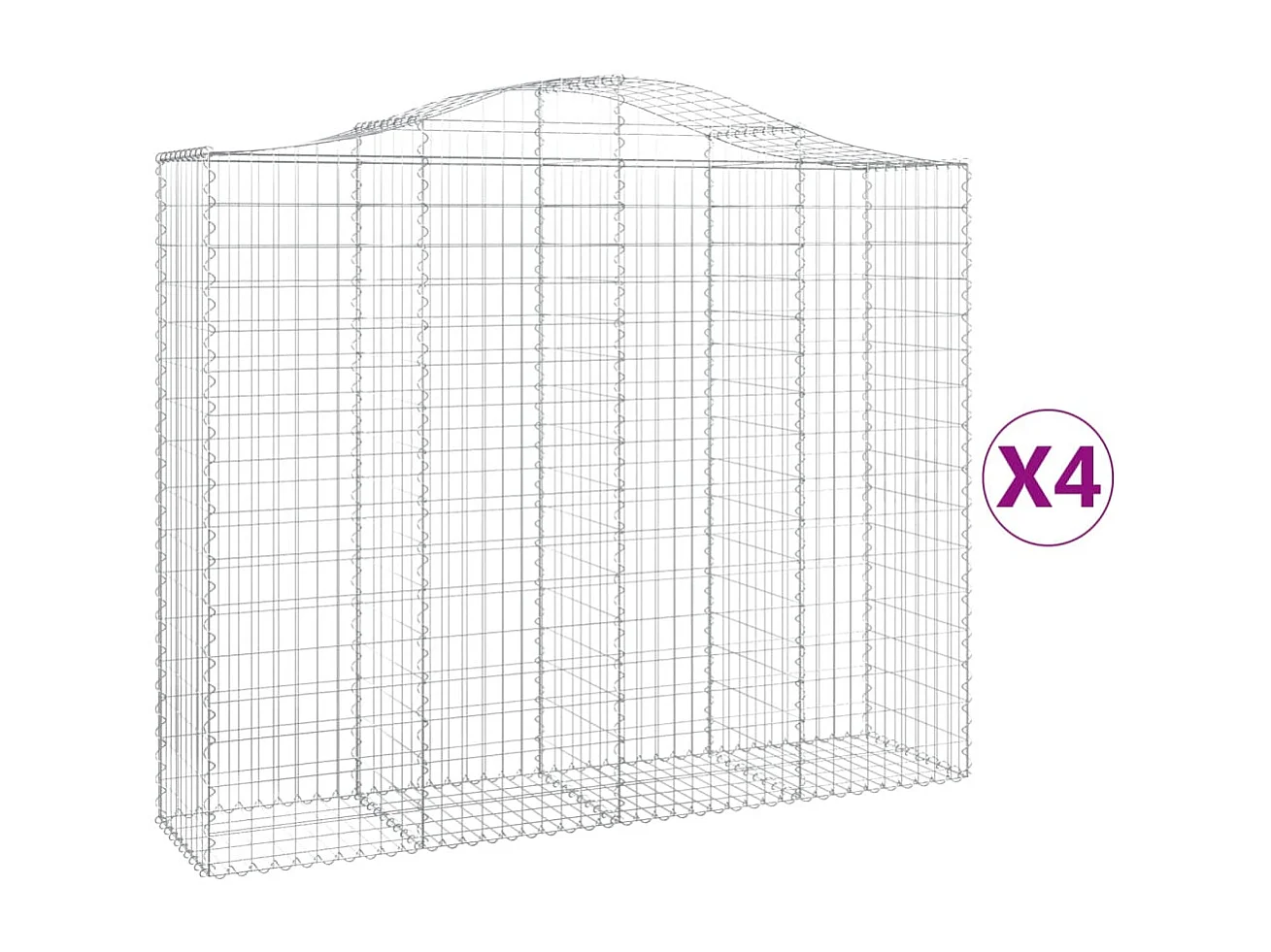 Paniers à gabions arqués 4 pcs 200x50x160-180 Fer galvanisé