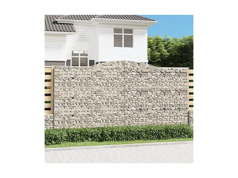 Paniers à gabions arqués 4 pcs 400x50x200-220 Fer galvanisé