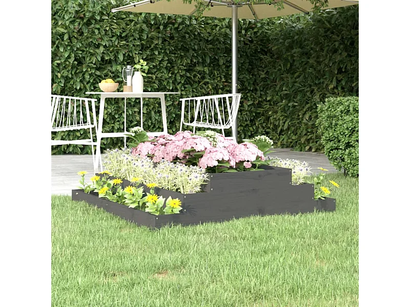 Jardinière Gris 110x110x27 Bois massif de pin