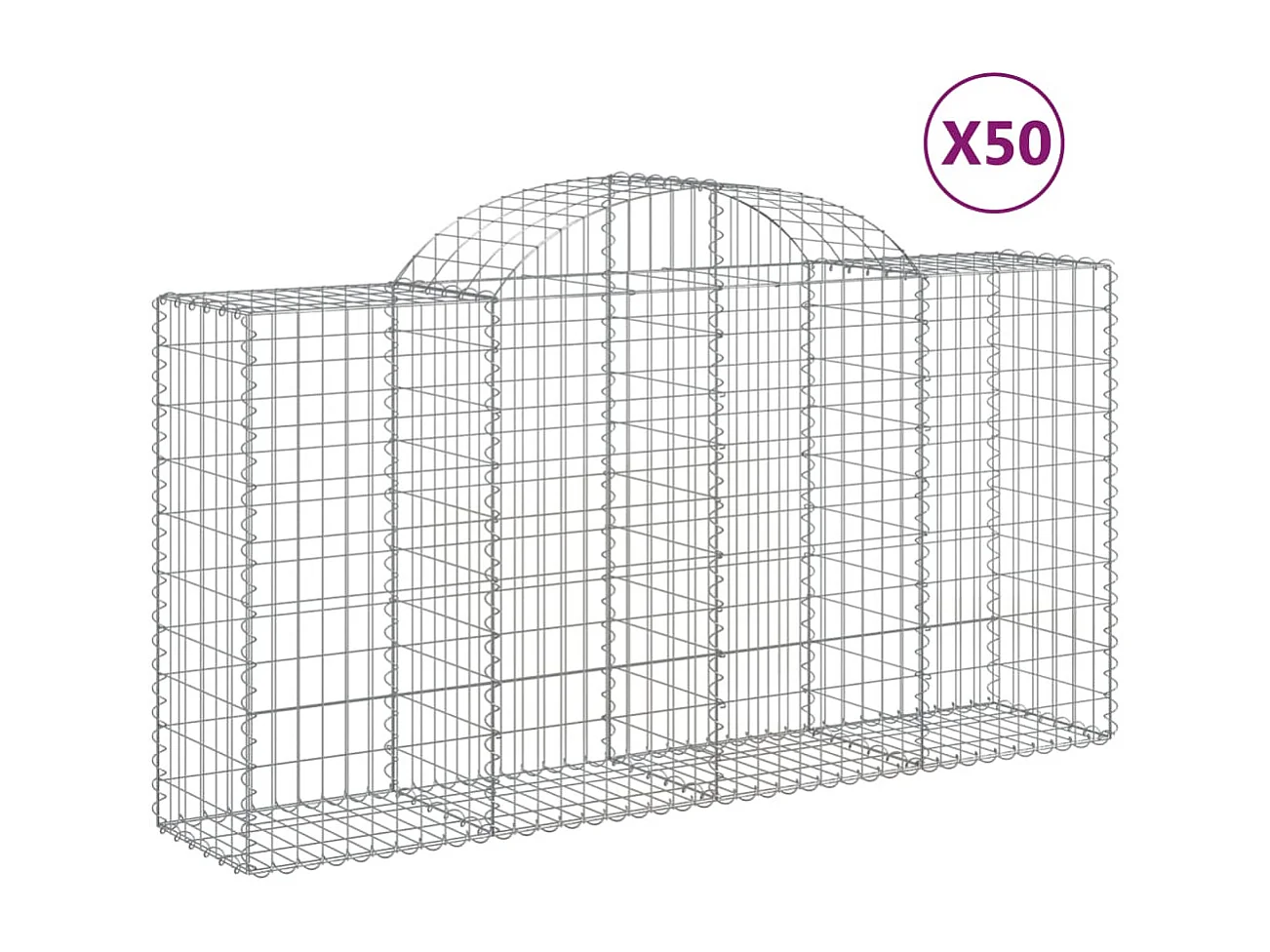 Paniers à gabions arqués 50 pcs 200x50x100-120 fer galvanisé