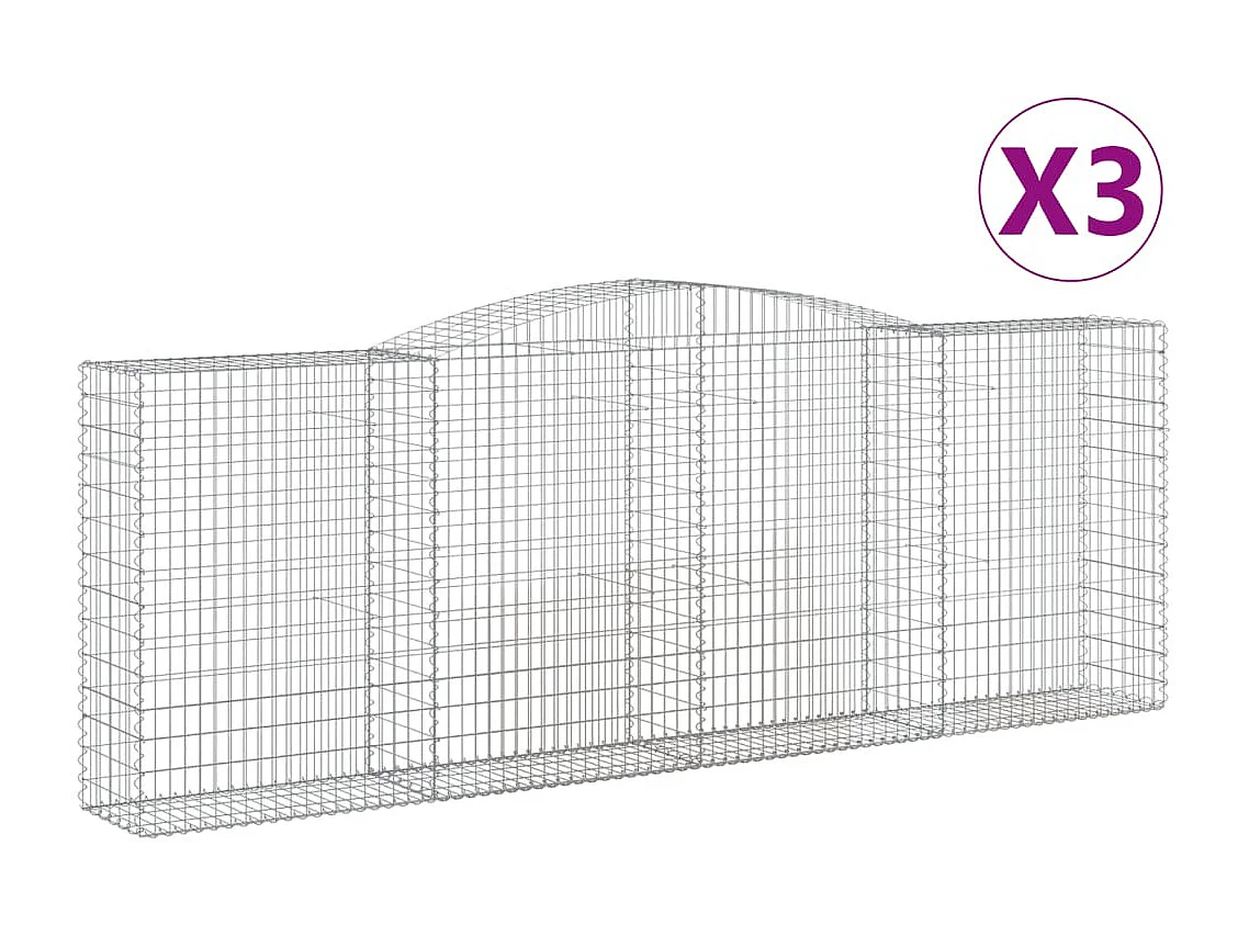 Paniers à gabions arqués 3 pcs 400x50x140-160 Fer galvanisé