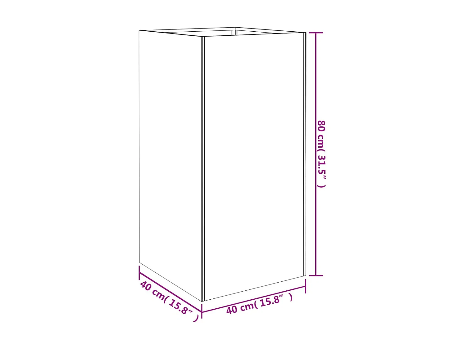 Jardinière 40x40x80 acier corten