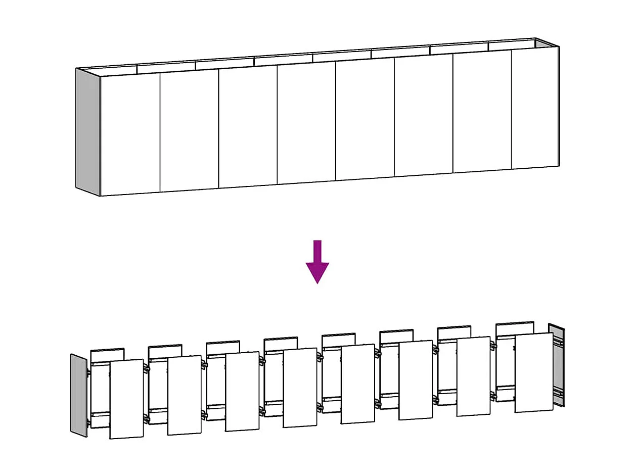 Lit surélevé de jardin 360x40x80 acier corten