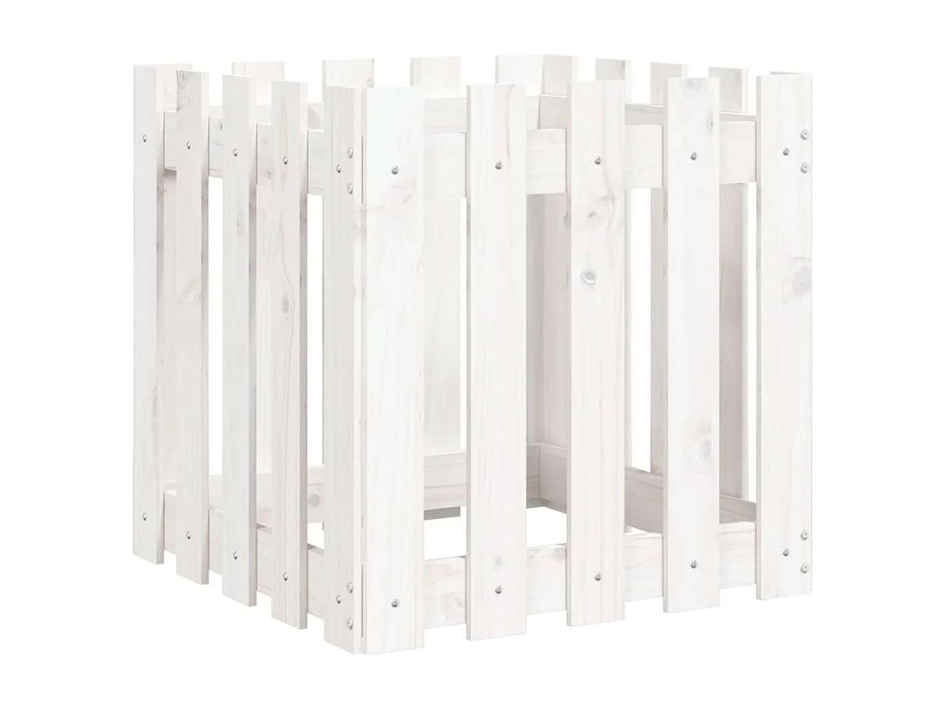 Jardinière avec design de clôture blanc 50x50x50 pin massif