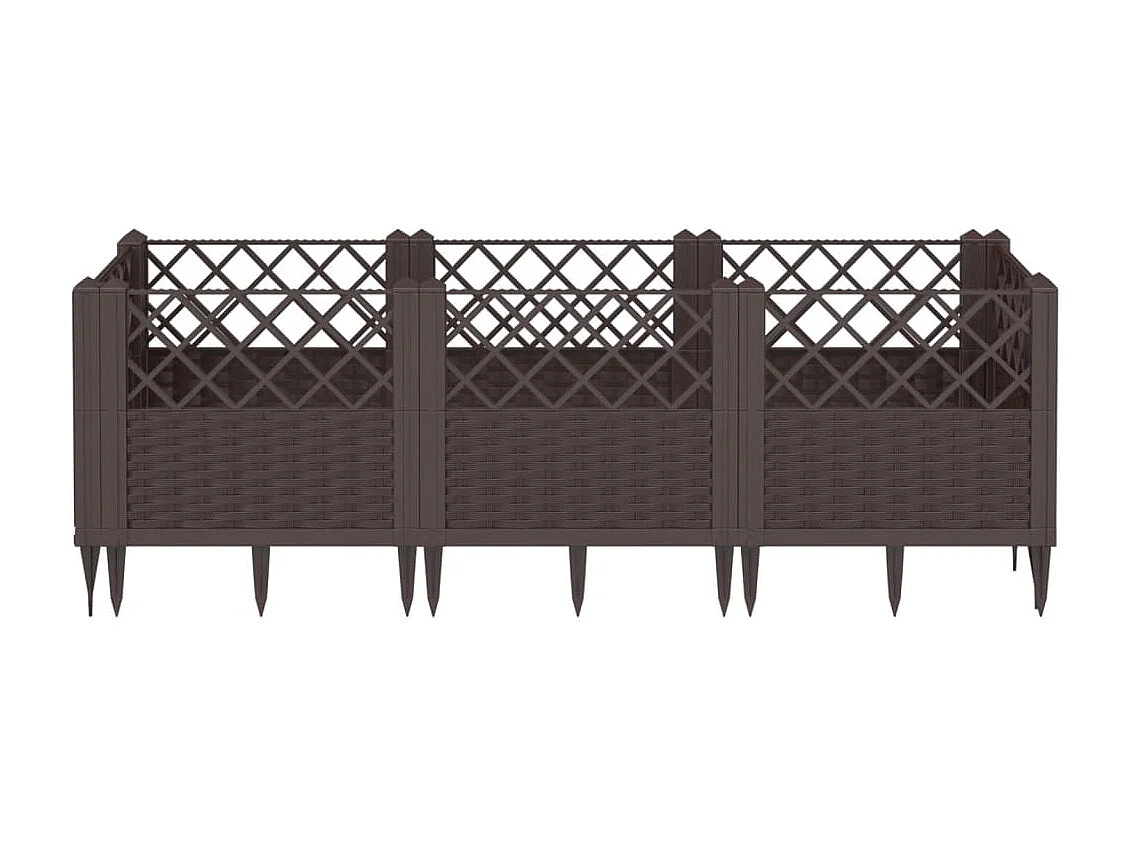 Jardinière avec piquets marron 123,5x43,5x43,5 PP