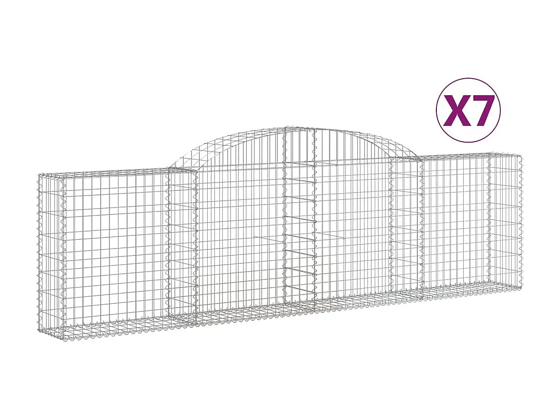 Paniers à gabions arqués 7 pcs 300x30x80-100 fer galvanisé