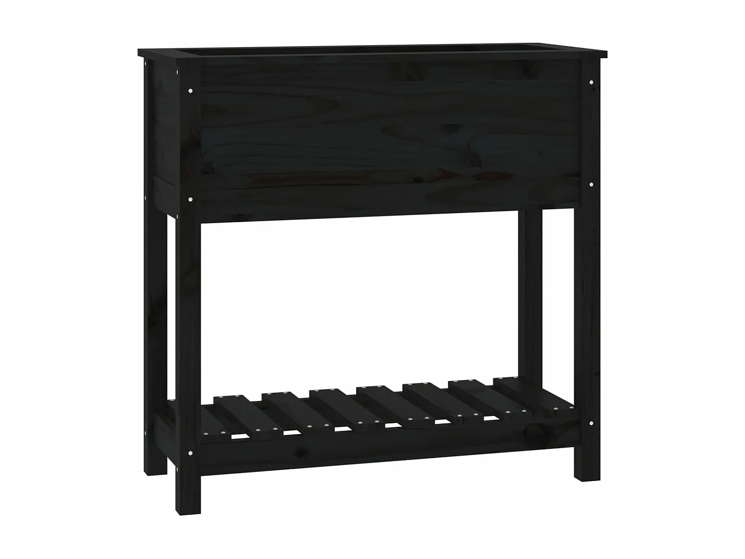 Jardinière avec étagère Noir 82,5x34,5x81 Bois massif de pin