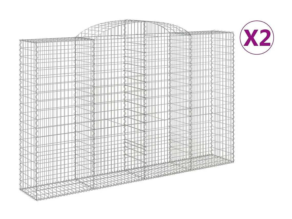 Paniers à gabions arqués 2 pcs 300x50x180-200 fer galvanisé