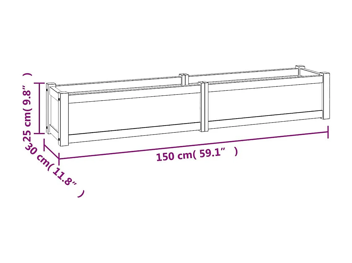 Lit surélevé 150x30x25 bois massif de teck