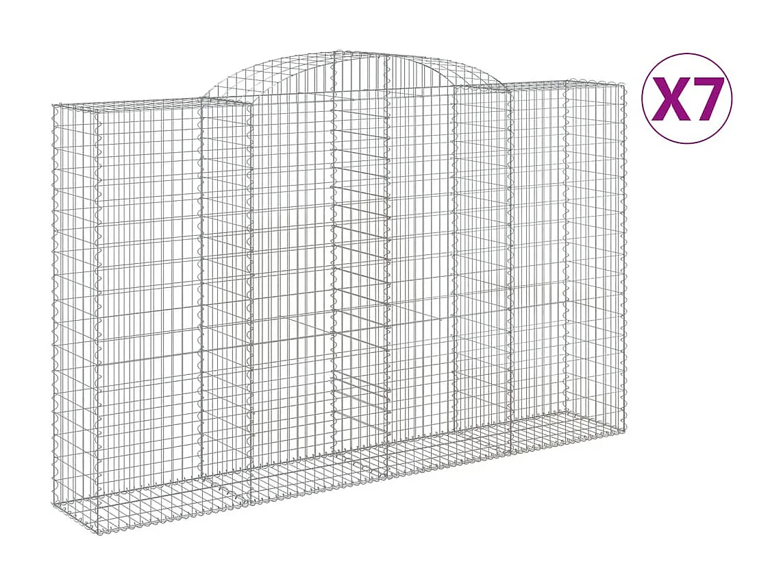 Paniers à gabions arqués 7 pcs 300x50x180-200 fer galvanisé