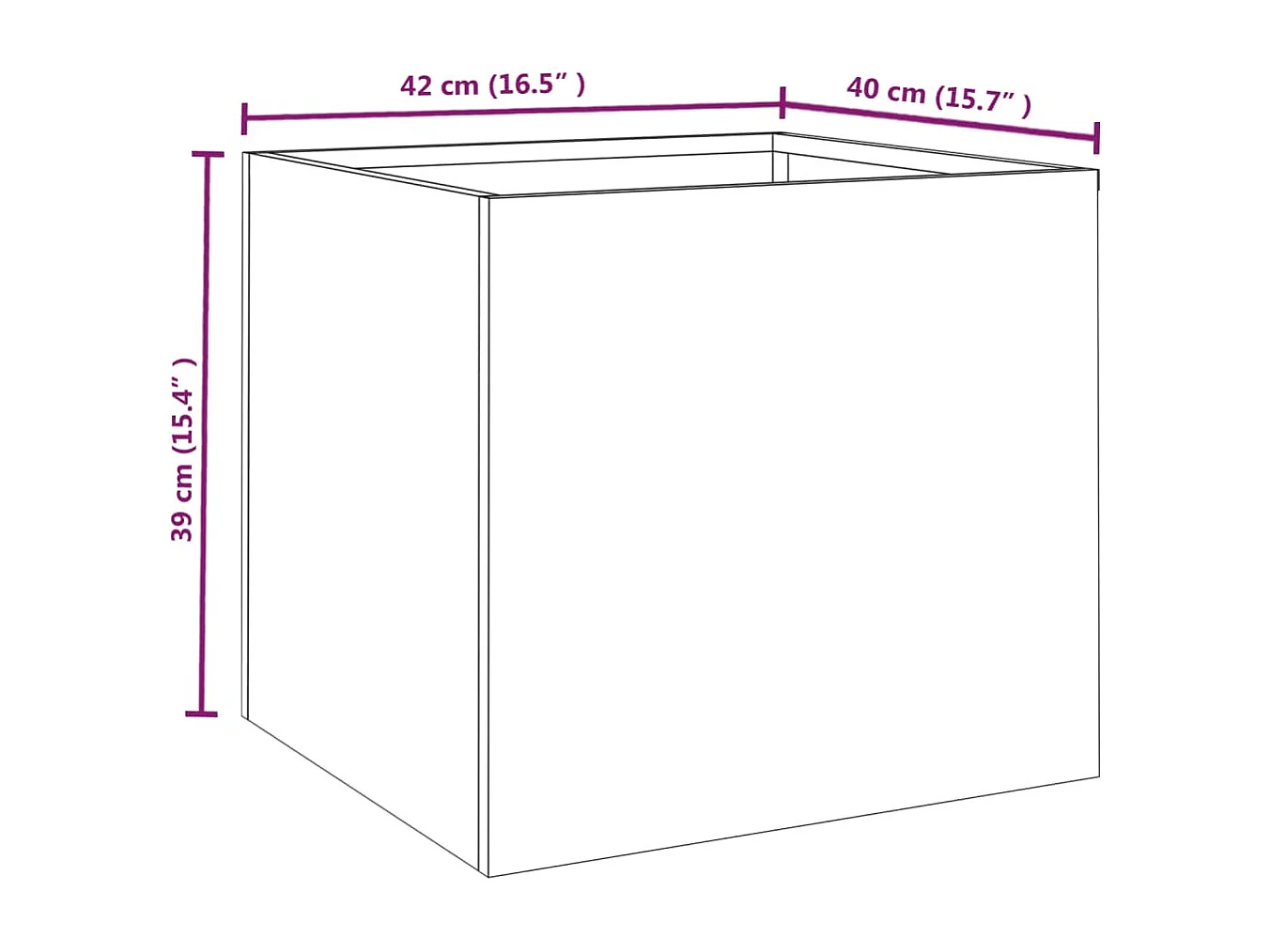 Jardinière 42x40x39 acier corten