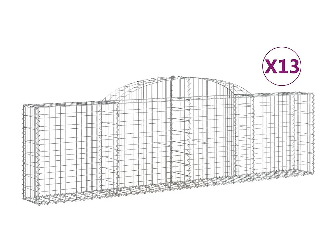 Paniers à gabions arqués 13 pcs 300x30x80-100 fer galvanisé