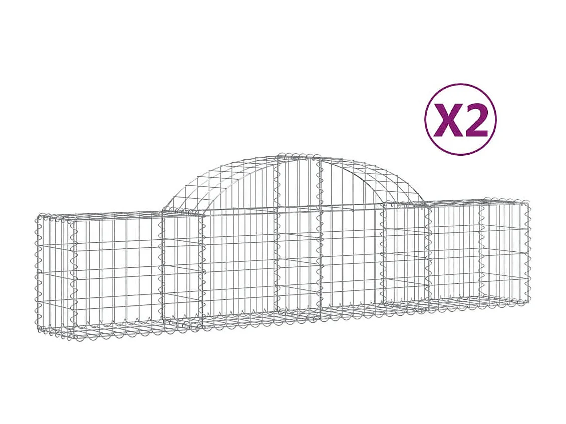 Paniers à gabions arqués 2 pcs 200x30x40-60 Fer galvanisé
