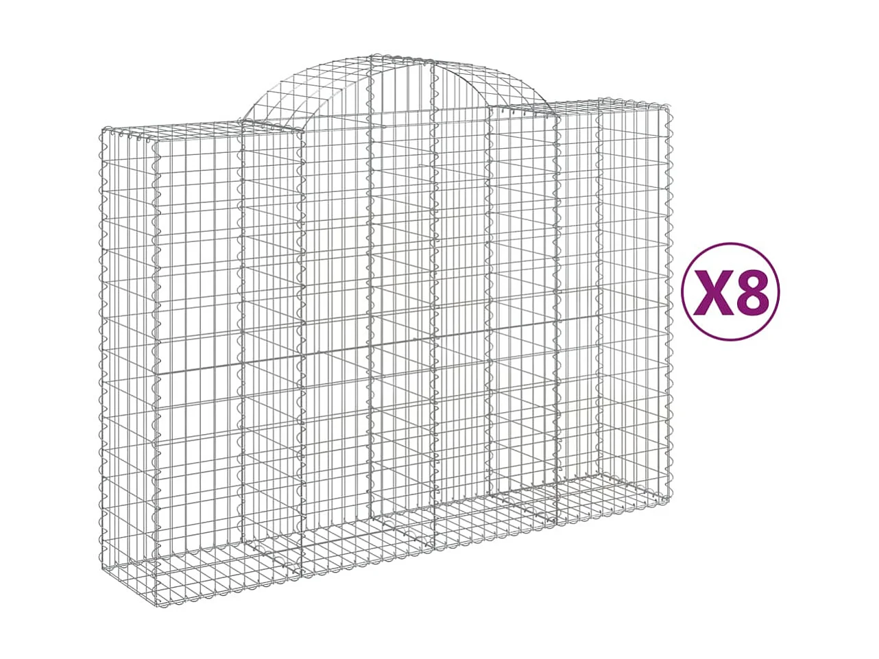 Paniers à gabions arqués 8 pcs 200x50x140-160 Fer galvanisé