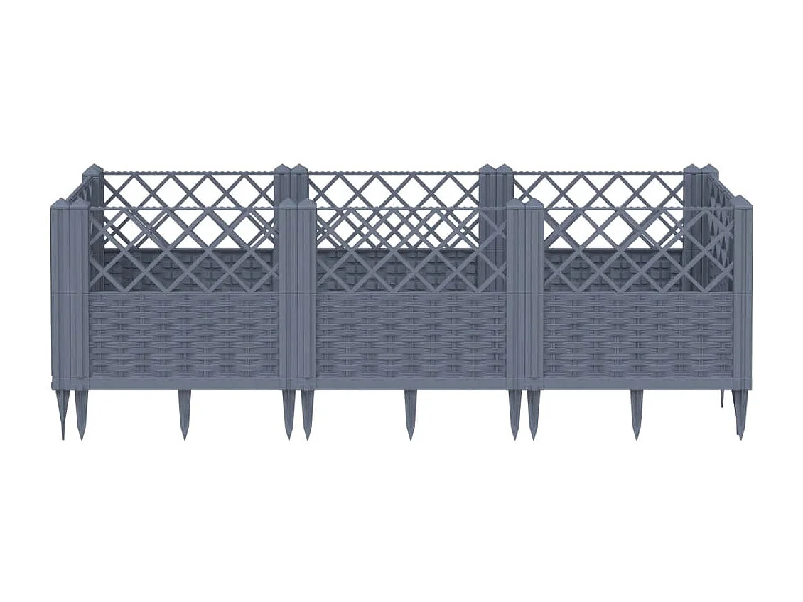 Jardinière avec piquets gris 123,5x43,5x43,5 PP
