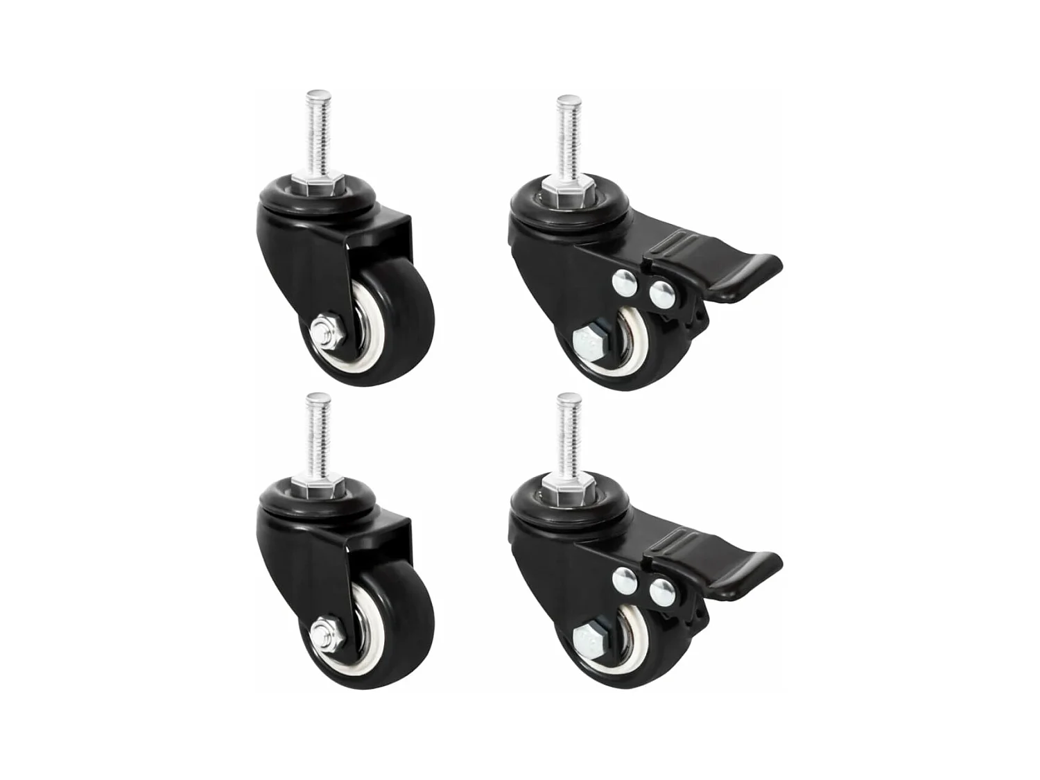 Roues pour jardinière 4 pcs noir 8x3,5x8 fer