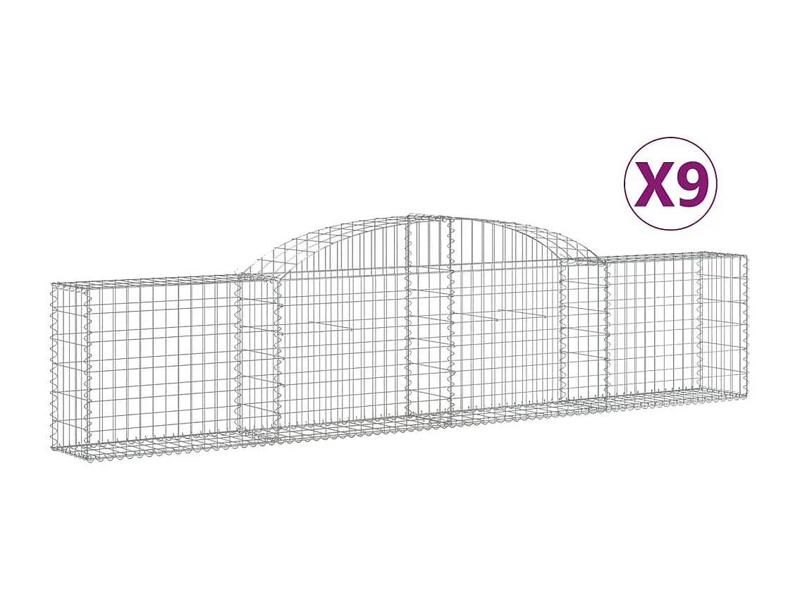 Paniers à gabions arqués 9 pcs 300x30x60-80 Fer galvanisé