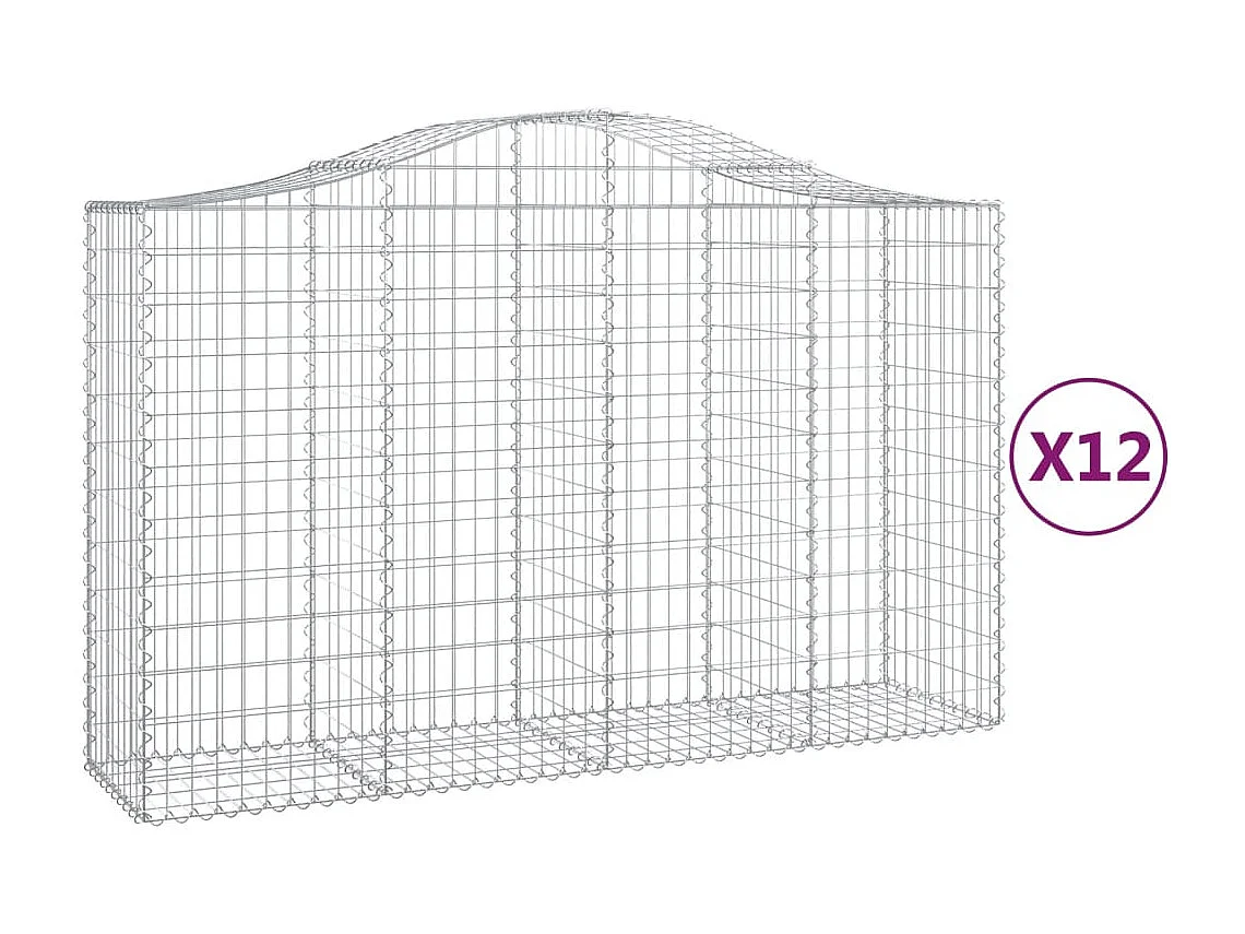 Paniers à gabions arqués 12 pcs 200x50x120-140 Fer galvanisé