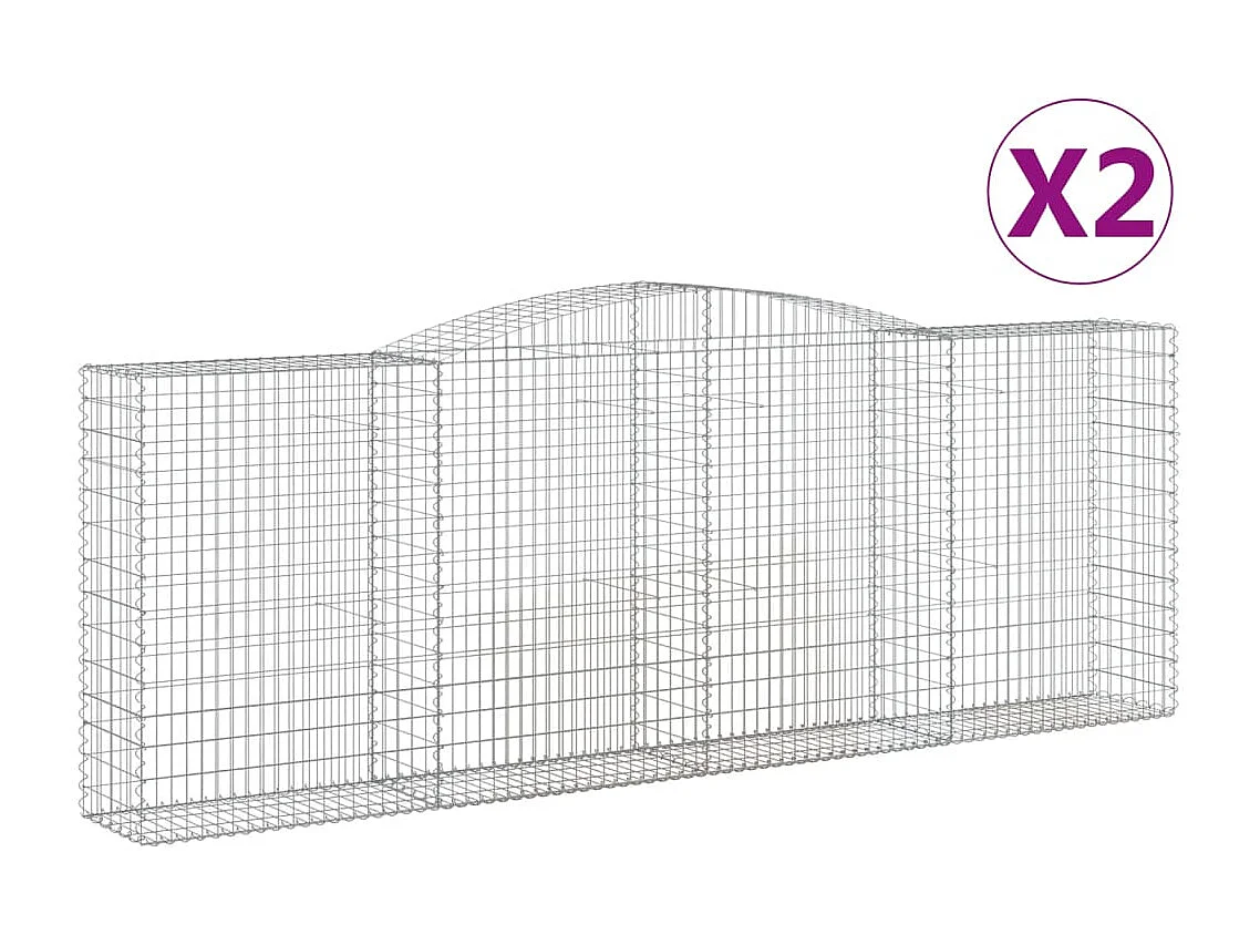 Paniers à gabions arqués 2 pcs 400x50x140-160 Fer galvanisé