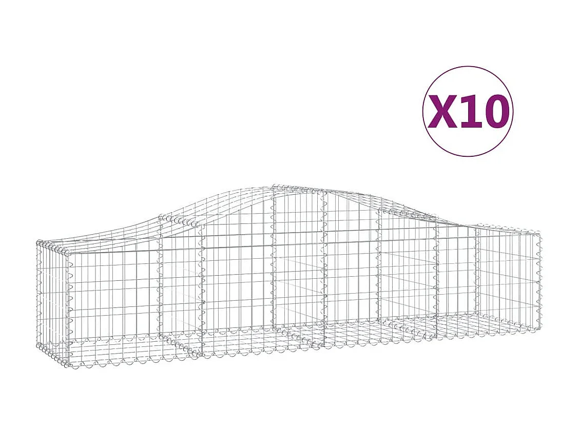Paniers à gabions arqués 10 pcs 200x50x40-60 fer galvanisé