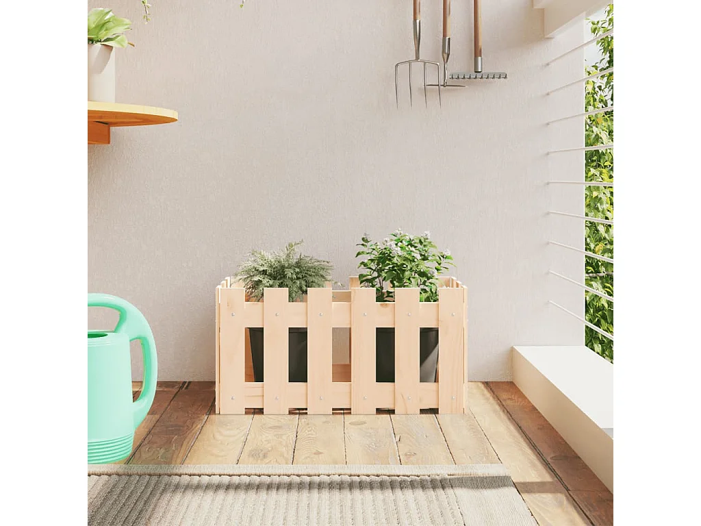 Jardinière avec design de clôture 60x30x30 pin massif